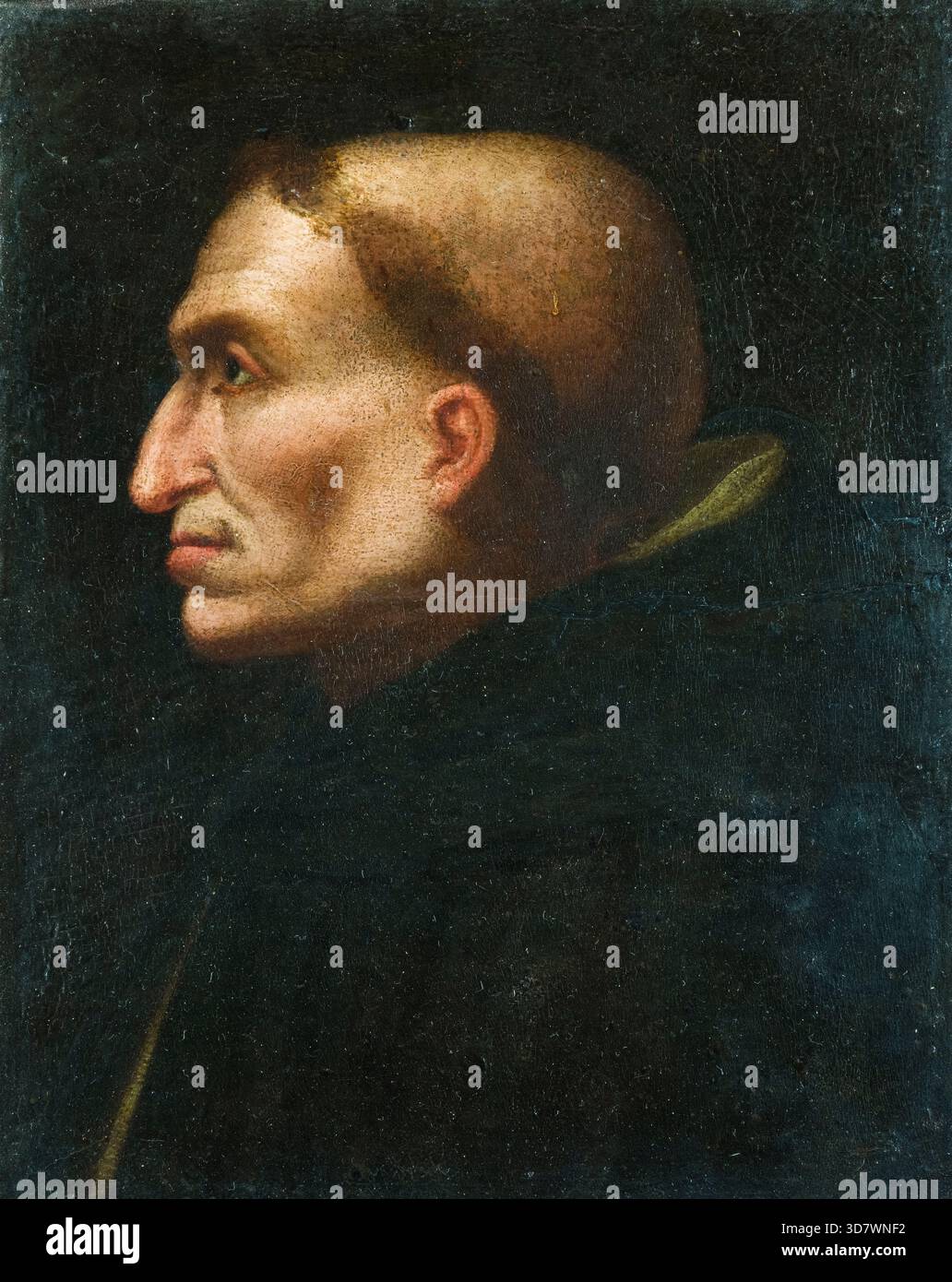 Girolamo Savonarola (1452-1498), frate domenicano ascetico e predicatore nella Firenze rinascimentale, ritratto a olio su legno di un artista della Scuola Italiana, 1500-1540 Foto Stock