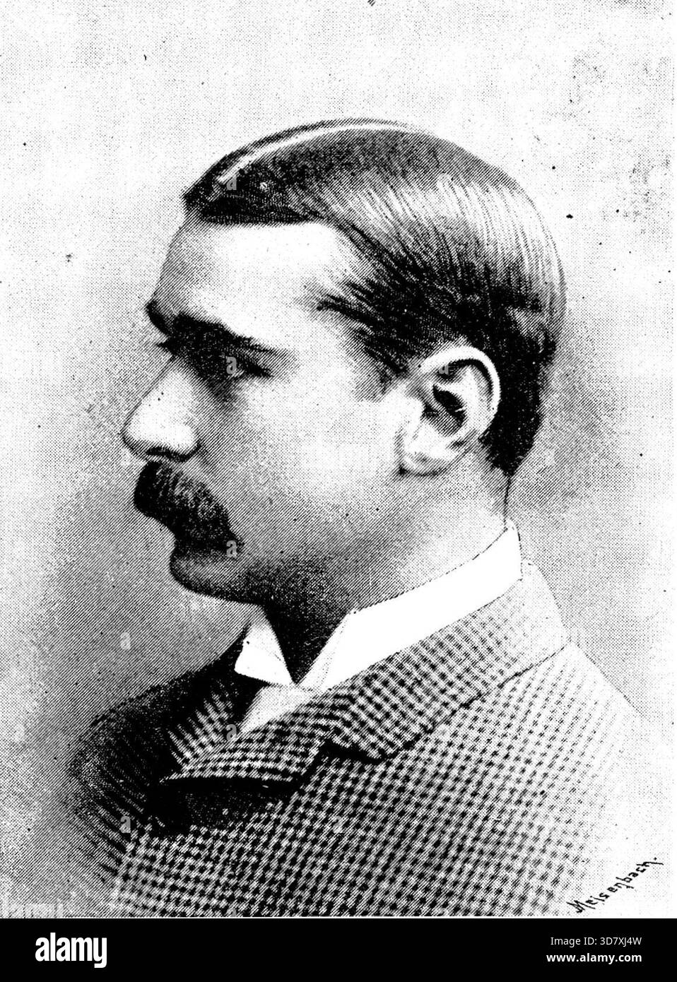 Signor A. J. Mounteney Jephson, 1890 anni. "La marcia da Yambuya a Kavalli, distante 322 miglia geografiche... occupò il gruppo del signor [Henry Morton] Stanley oltre cinque mesi... la scarsità di cibo, con gravi malattie, dissenteria, ulcere e altre miserie, ridusse gli uomini all'estrema debilitazione, e il loro numero diminuì da 389 a 173 da morti e diserzioni. I compagni europei del signor Stanley erano... il chirurgo Thomas H. Parke, del servizio medico dell'esercito, il capitano R. H. Nelson e il signor A. J. Mounteney Jephson... il signor Jephson, quando il signor Stanley fece il suo ritorno verso ovest, procedette con Emin Pa Foto Stock