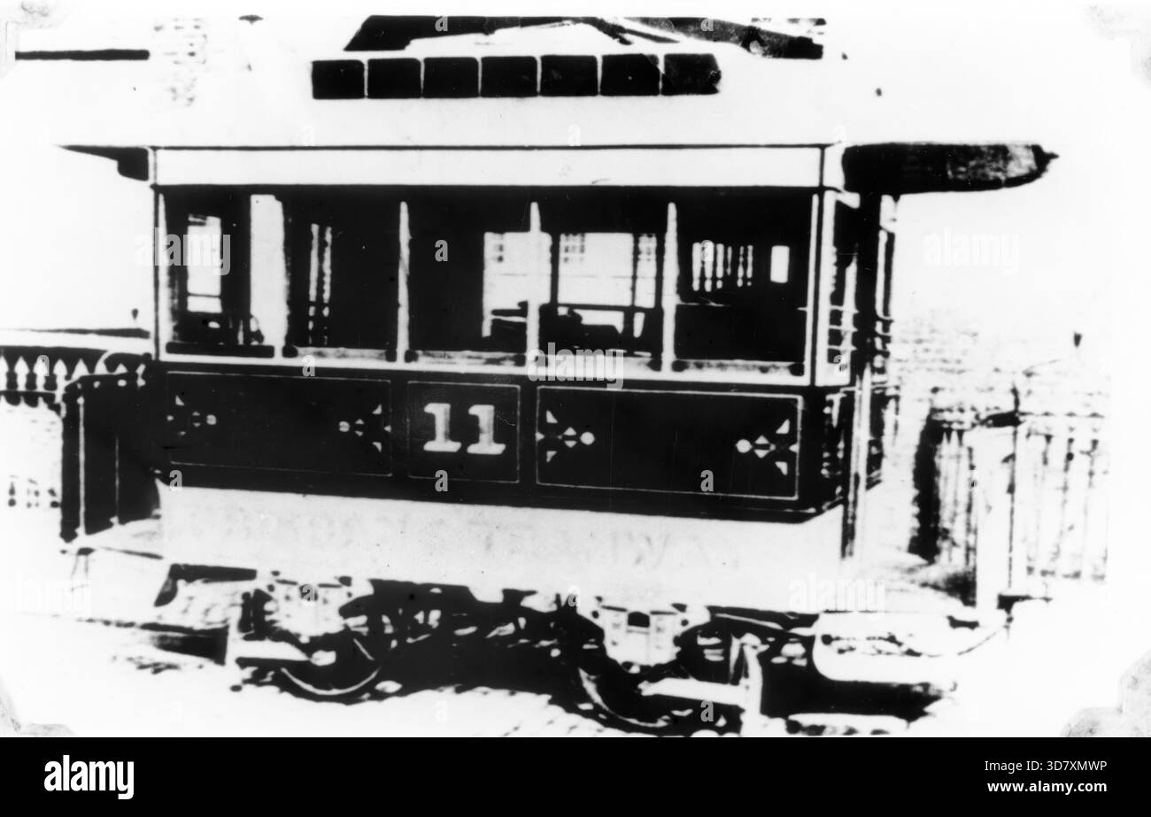 Tram per cavalli, c1890. Foto Stock