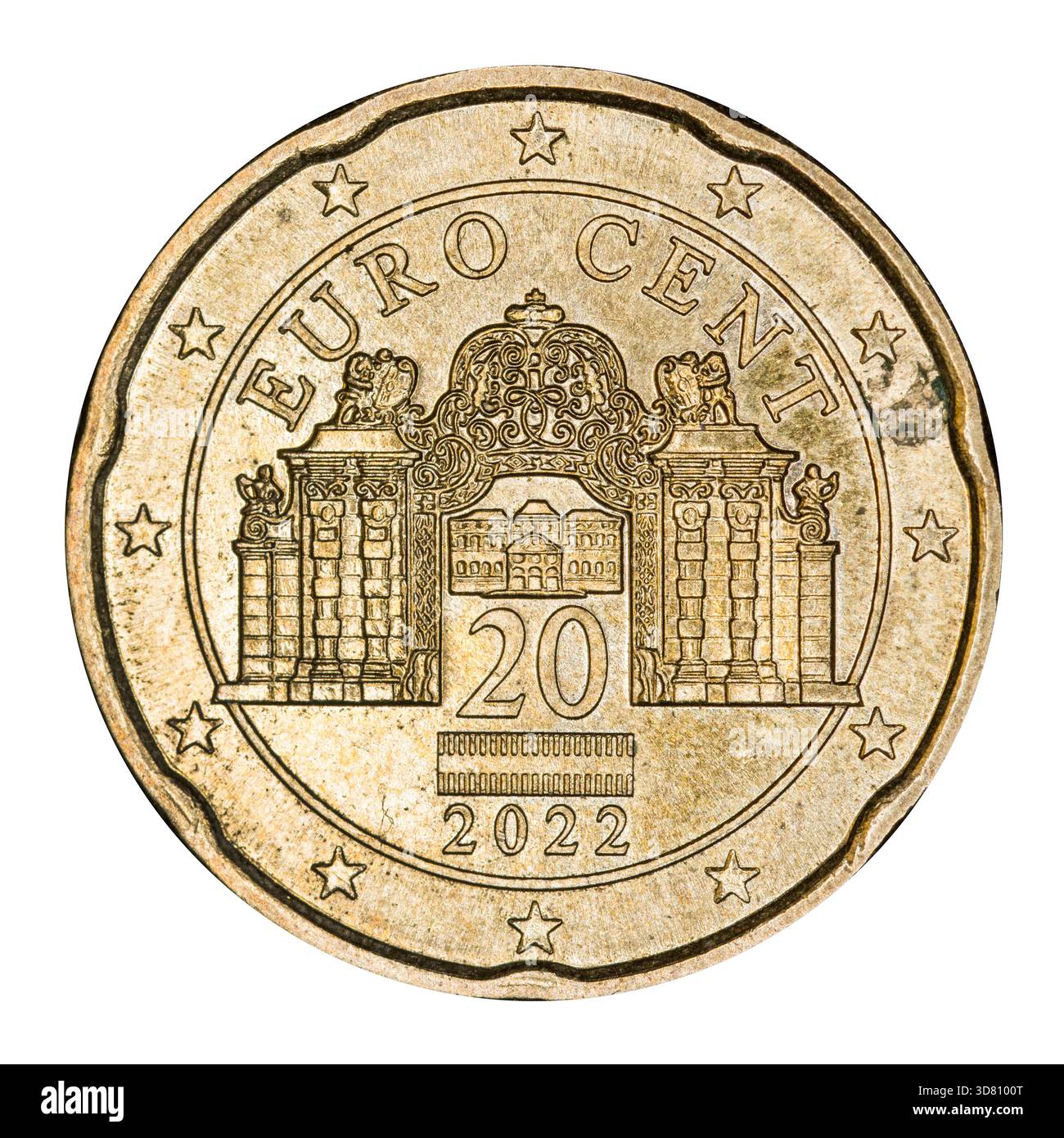 Palazzo del Belvedere sulla moneta da 20 centesimi, Austria Foto Stock