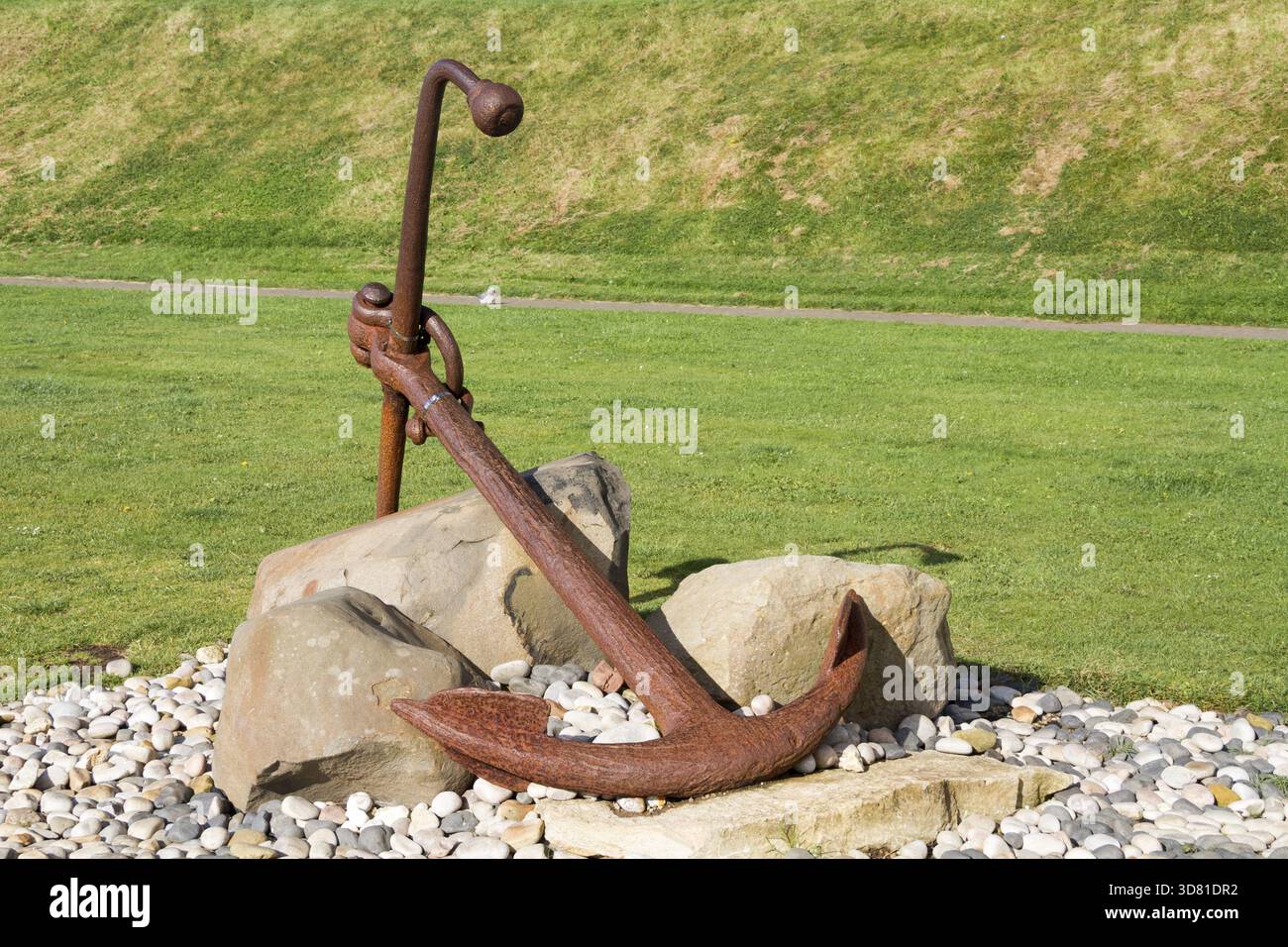 Funzione di ancoraggio sul lungomare, Filey North Yorkshire Regno Unito Foto Stock