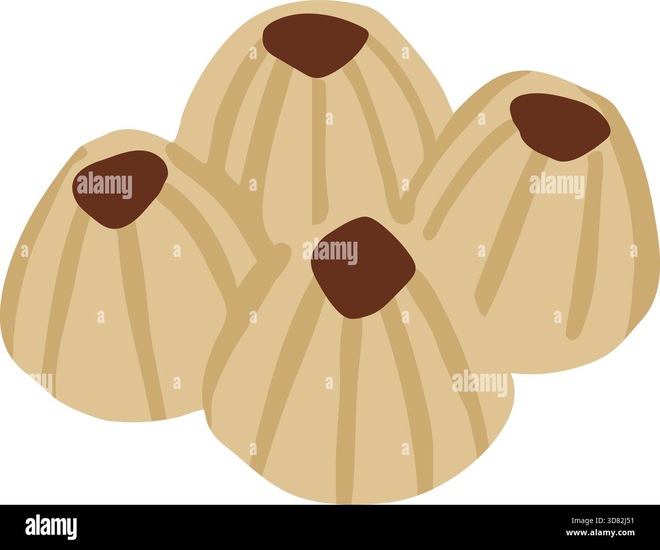 Un gruppo di coni vulcanici arrotondati beige con cime più scure disposte a stretto contatto. Illustrazione Vettoriale