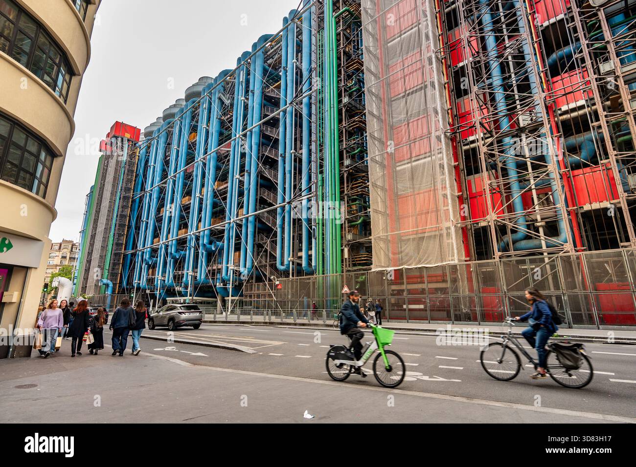 Parigi Francia Centre Pompidou, edificio d'avanguardia, museo d'arte moderna Foto Stock