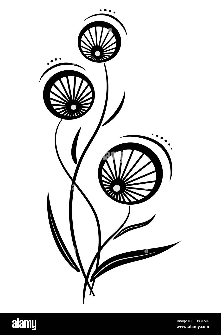 Bouquet di fiori neri isolati in fantasia su sfondo bianco. Elemento di design bouquet per la sera e l'estate. Design floreale di fiori per le vacanze Illustrazione Vettoriale