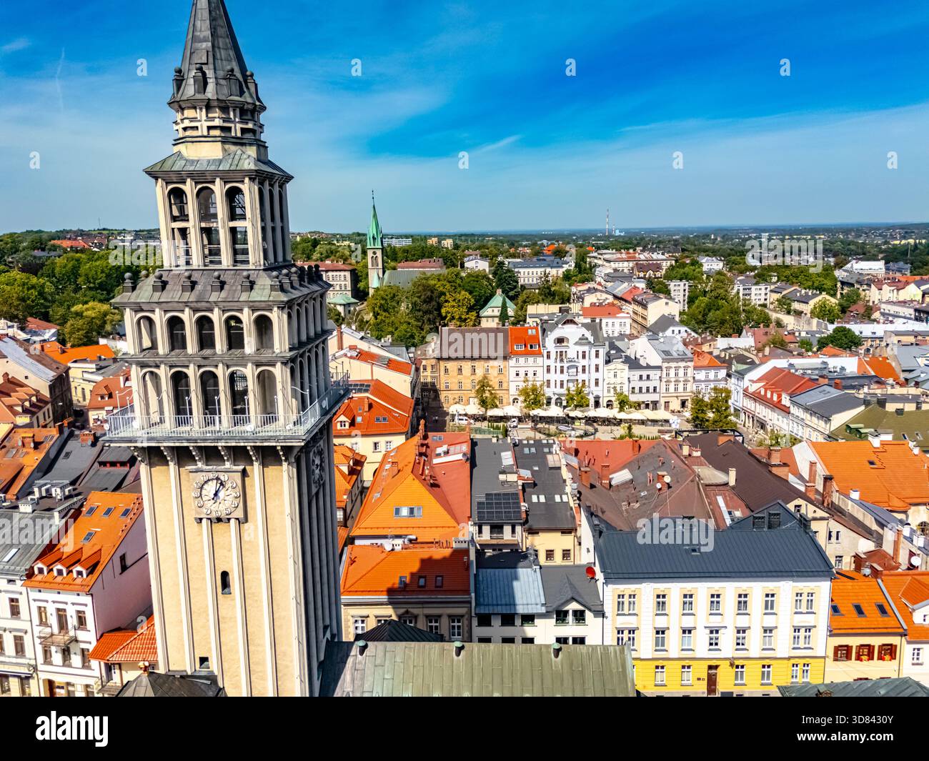 Vista della città vecchia di Bielsko Biala nel voivodato di Slesia, Polonia. Foto Stock