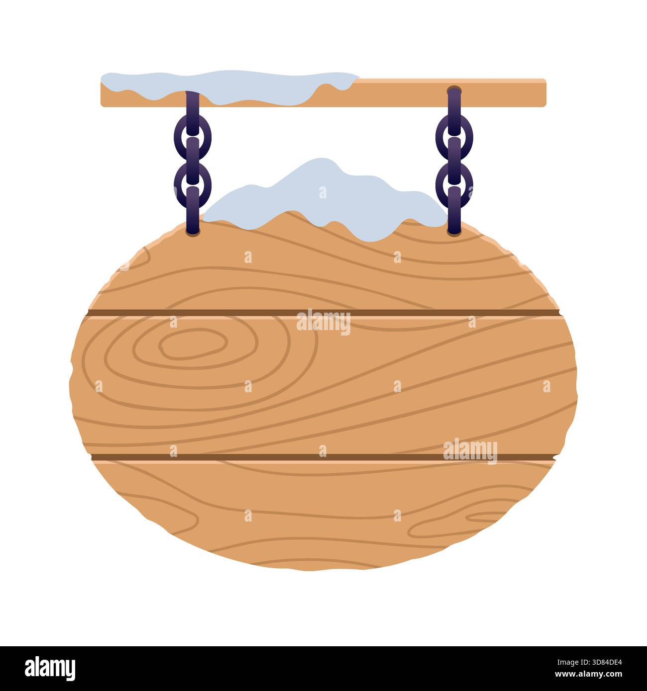 Insegna ovale appesa in legno in stile piatto Illustrazione Vettoriale