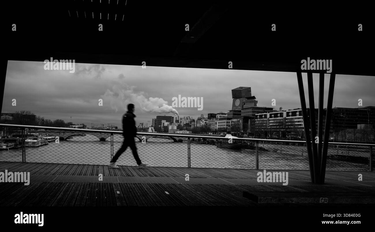 The Crossing - Un momento tranquillo su un ponte di Parigi Foto Stock