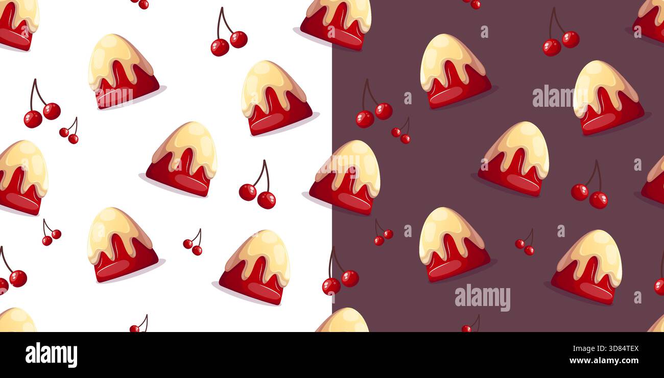 Fantasia senza cuciture per dessert alla ciliegia Illustrazione Vettoriale