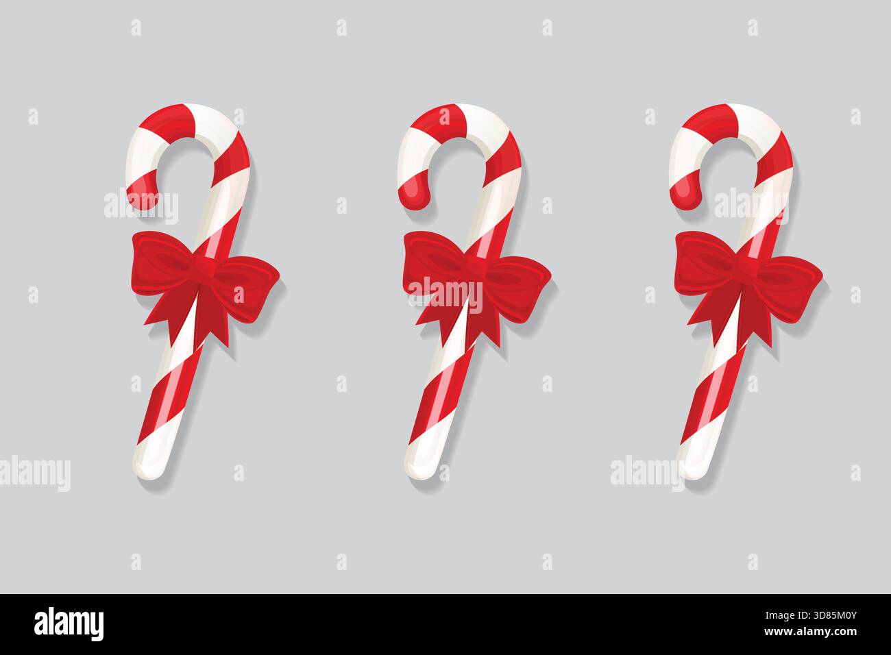 Illustrazione vettoriale del tradizionale set di caramelle natalizie Red Ribbon. Illustrazione Vettoriale