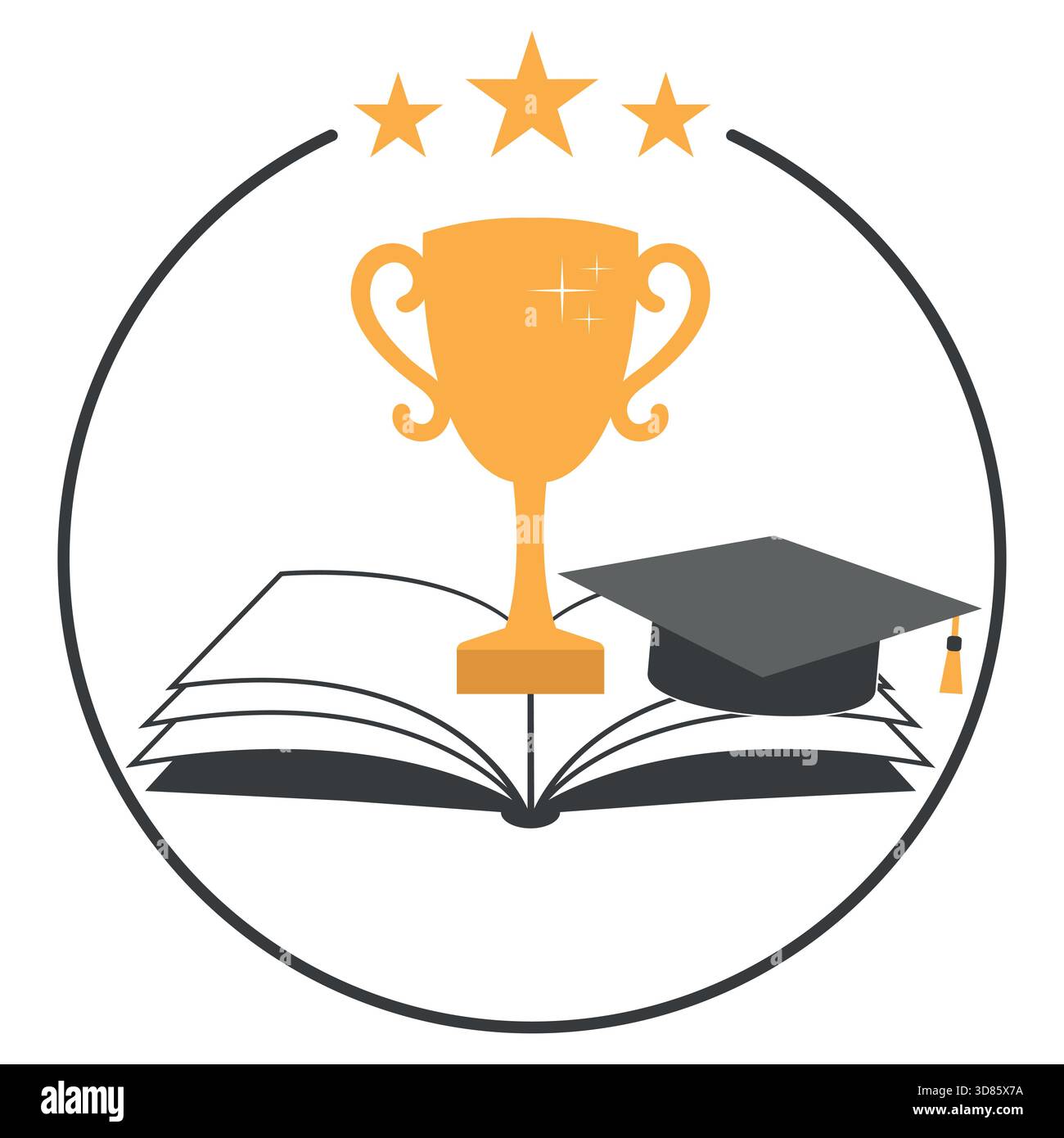 Illustrazione di un libro con una tazza e un cappello dello studente su uno sfondo bianco Illustrazione Vettoriale