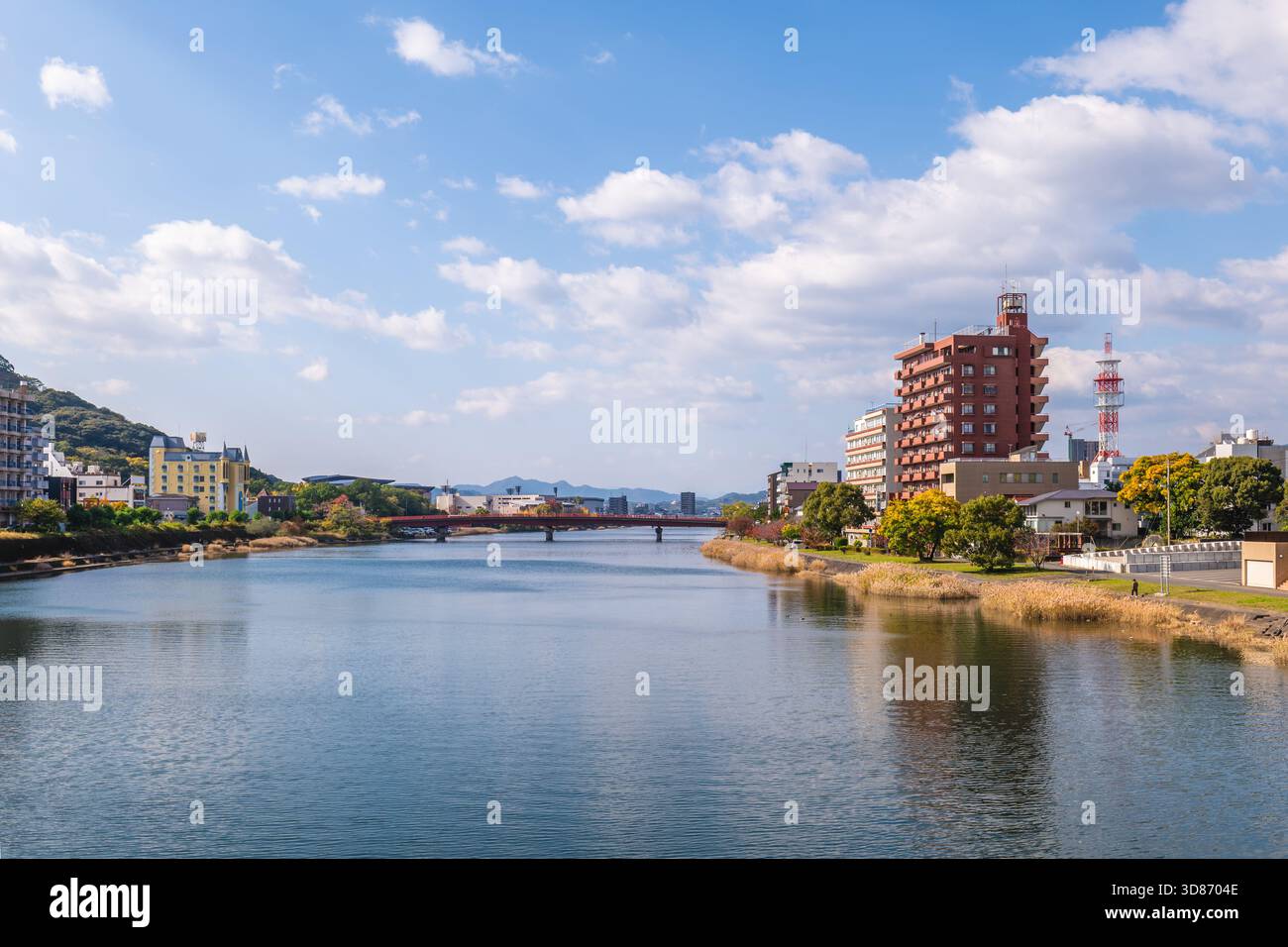 Scenario del fiume Kagami nella città di Kochi, Shikoku, Giappone Foto Stock