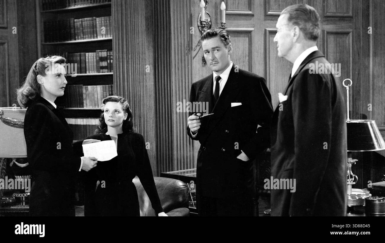 ERROL FLYNN, PAUL STANTON, BARBARA STANWYCK E GERALDINE BROOKS IN CRY WOLF (1947), DIRETTO DA PETER GODFREY. Crediti: WARNER BROS/FIRST NATIONAL/album Foto Stock