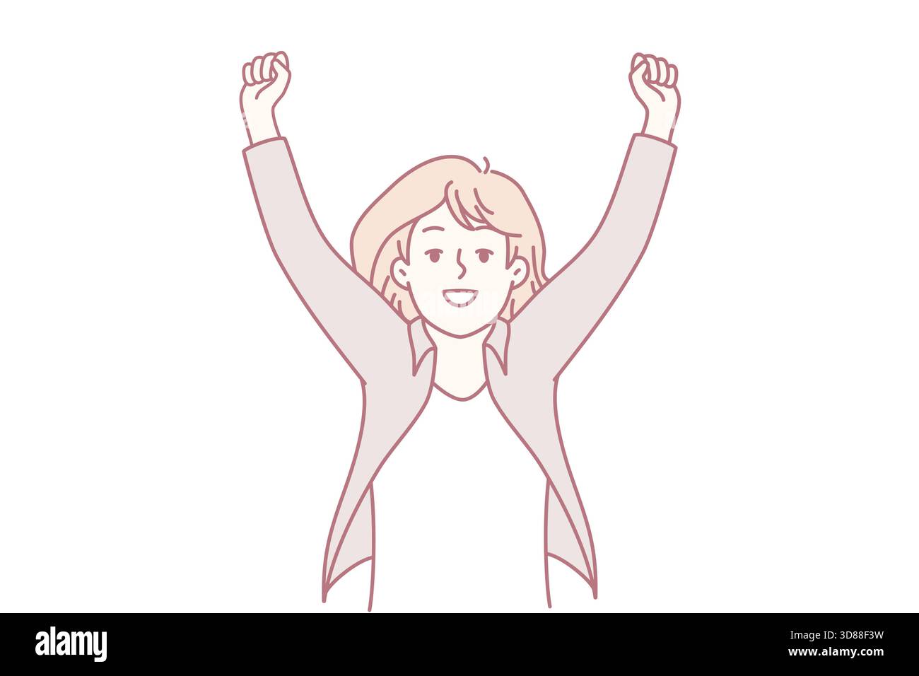 Donna che celebra il successo, donna che esprime fiducia trionfale, imprenditrice donna che esprime gioia e successo, donna di successo che celebra con entusiasmo l'avanzamento di carriera Illustrazione Vettoriale