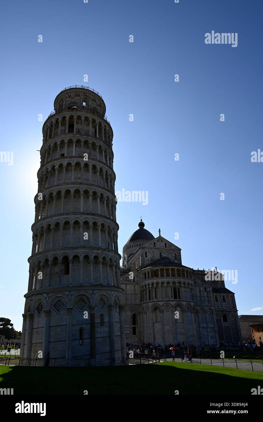 La torre pendente di Pisa Foto Stock