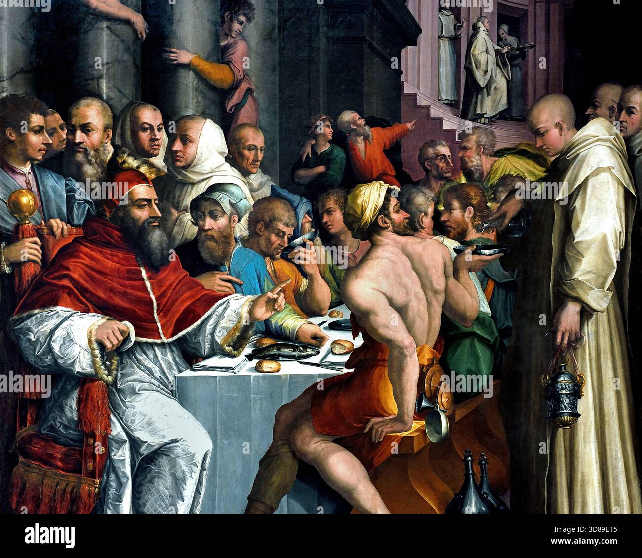 La festa di San Gregorio Magno 1540 di Giorgio Vasari 1568/1571 XV-XVI secolo, Italia, italiano. (Papa Gregorio i, noto anche come San Gregorio Magno, fu papa dal 590 al 604 d.C.). Noto per i suoi significativi contributi allo sviluppo della Chiesa, ) Foto Stock