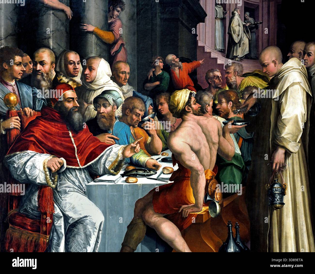 La festa di San Gregorio Magno 1540 di Giorgio Vasari 1568/1571 XV-XVI secolo, Italia, italiano. (Papa Gregorio i, noto anche come San Gregorio Magno, fu papa dal 590 al 604 d.C.). Noto per i suoi significativi contributi allo sviluppo della Chiesa, ) Foto Stock