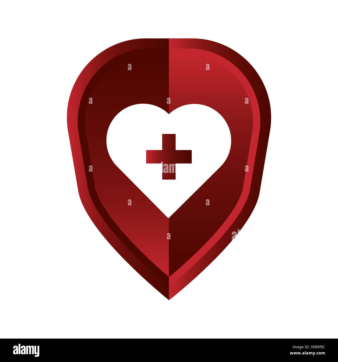 Icona scudo cardiaco. Simbolo della croce medica. Vettore di difesa sanitaria. Segnale di assistenza ospedaliera. EPS 10. Illustrazione Vettoriale