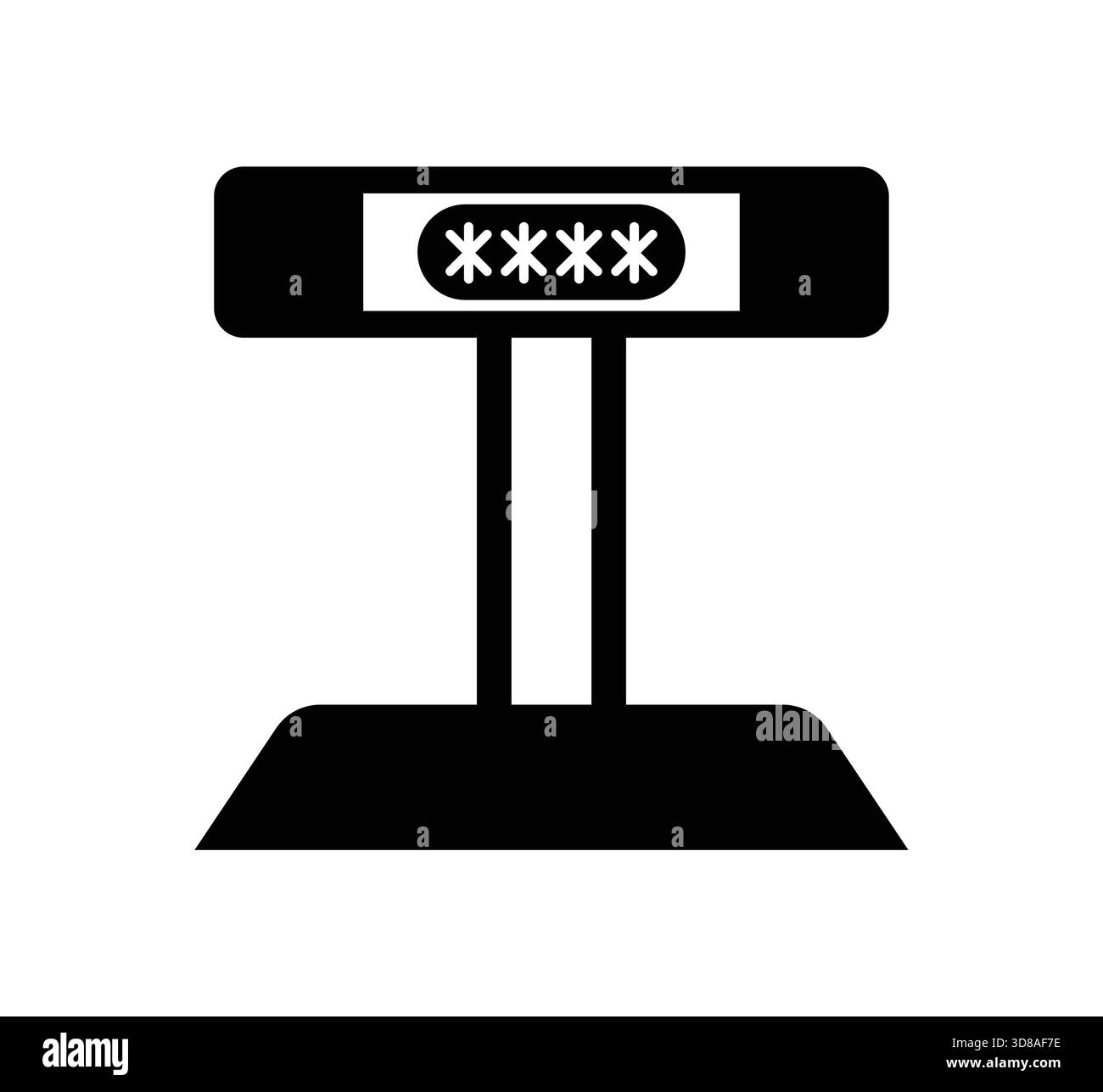 Icona nera minimalista che rappresenta un campo di immissione password su uno sfondo bianco pulito. Ideale per progetti di progettazione Web e di interfaccia utente su cui concentrarsi Illustrazione Vettoriale