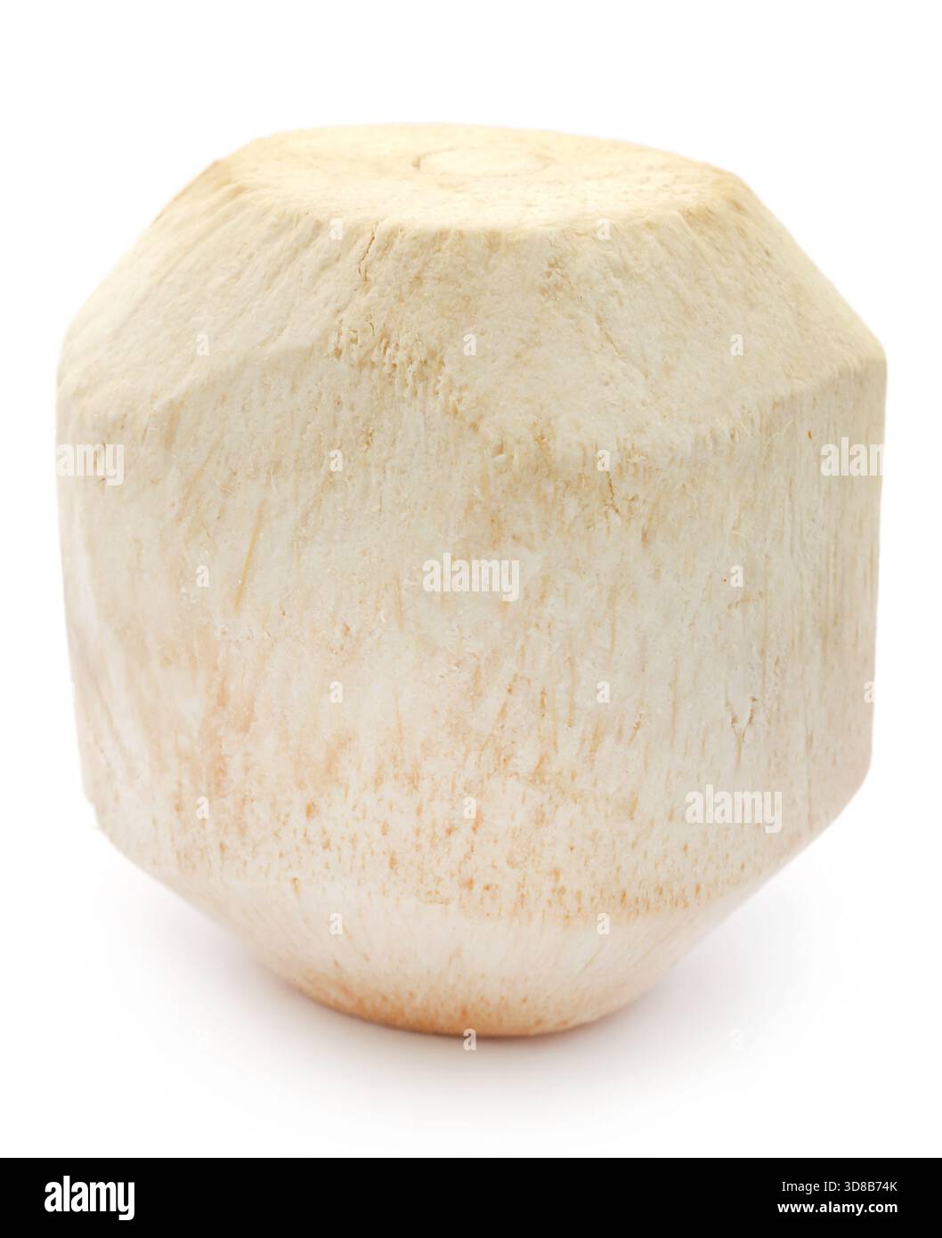 Cocco fresco pieno d'acqua su sfondo bianco Foto Stock