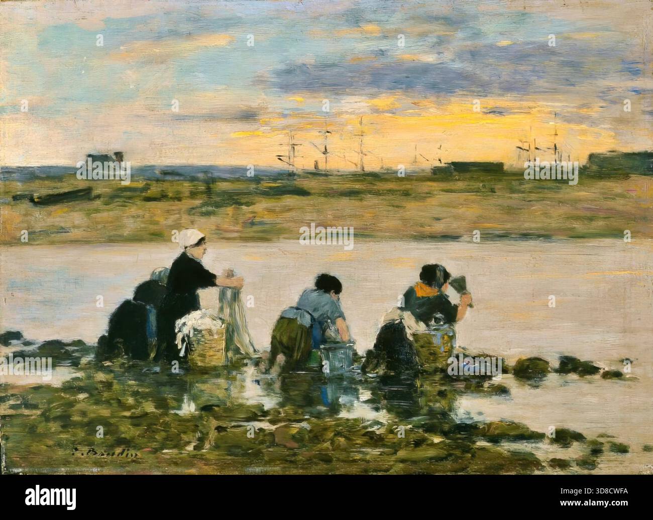 Donne lavatrici sul fiume di Eugne Boudin Illustrazione Vettoriale