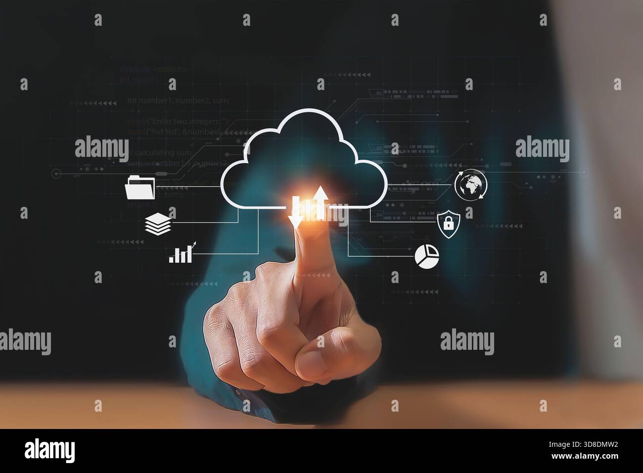 Concetto di cloud computing e trasferimento dei dati Foto Stock