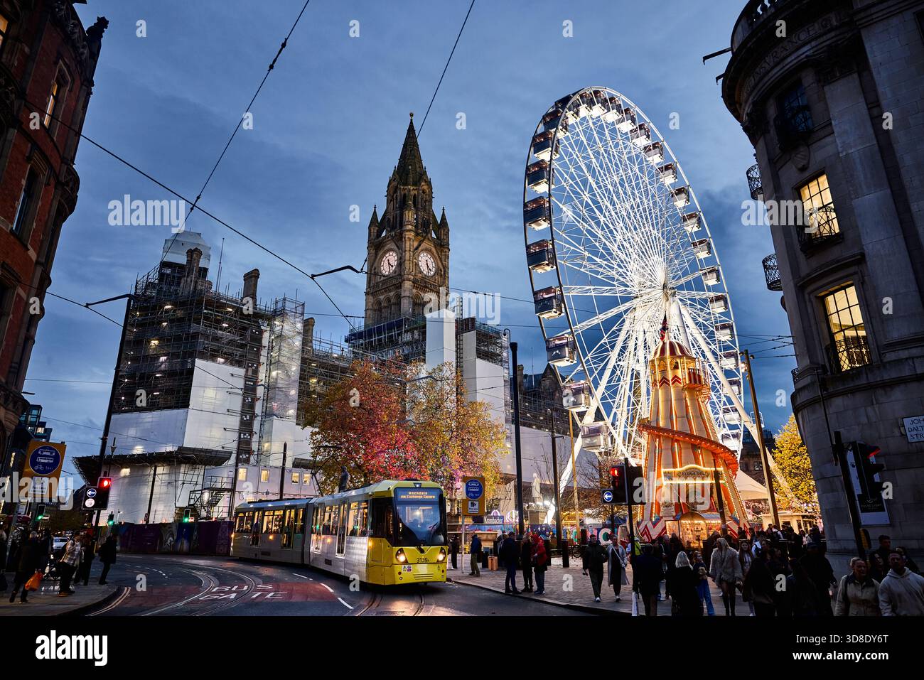 Albert Square, mercatini di Natale di Manchester e il Ferris Foto Stock