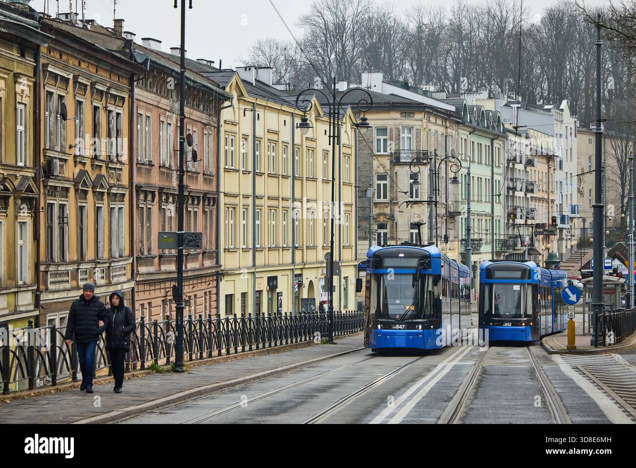 CRACOVIA, Polonia, fermata del tram Korona a Legionów Józefa Piłsudskiego Foto Stock
