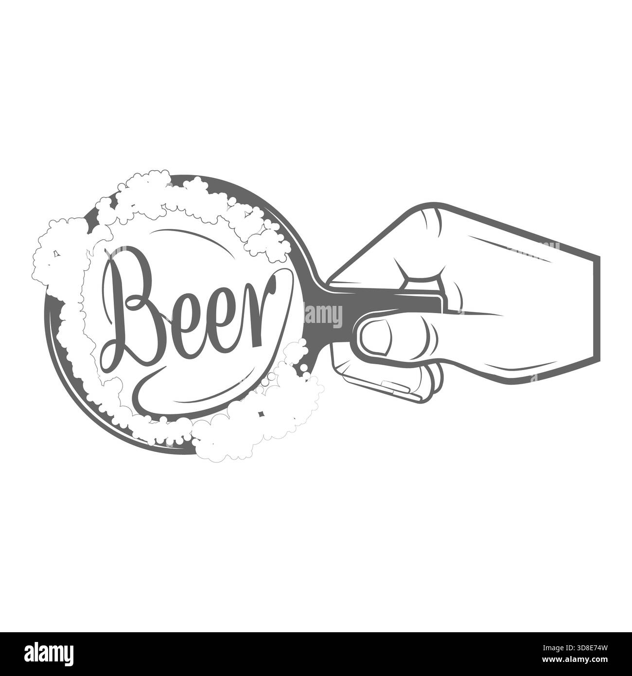 Set di icone bicolore della birra artigianale. illustrazione. Contiene frecce con punta di luppolo, nastro, bottiglie, tazze, fusti, luppolo, mano con luppolo... Punto 6 Foto Stock