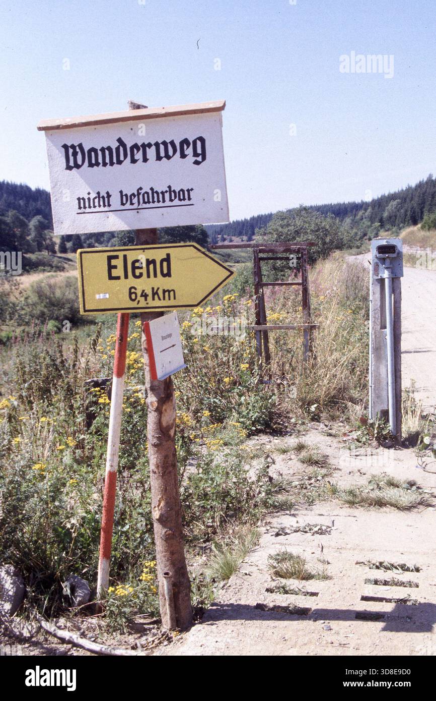 L'ex confine tra Germania Est e Germania Ovest nel 1990 Foto Stock