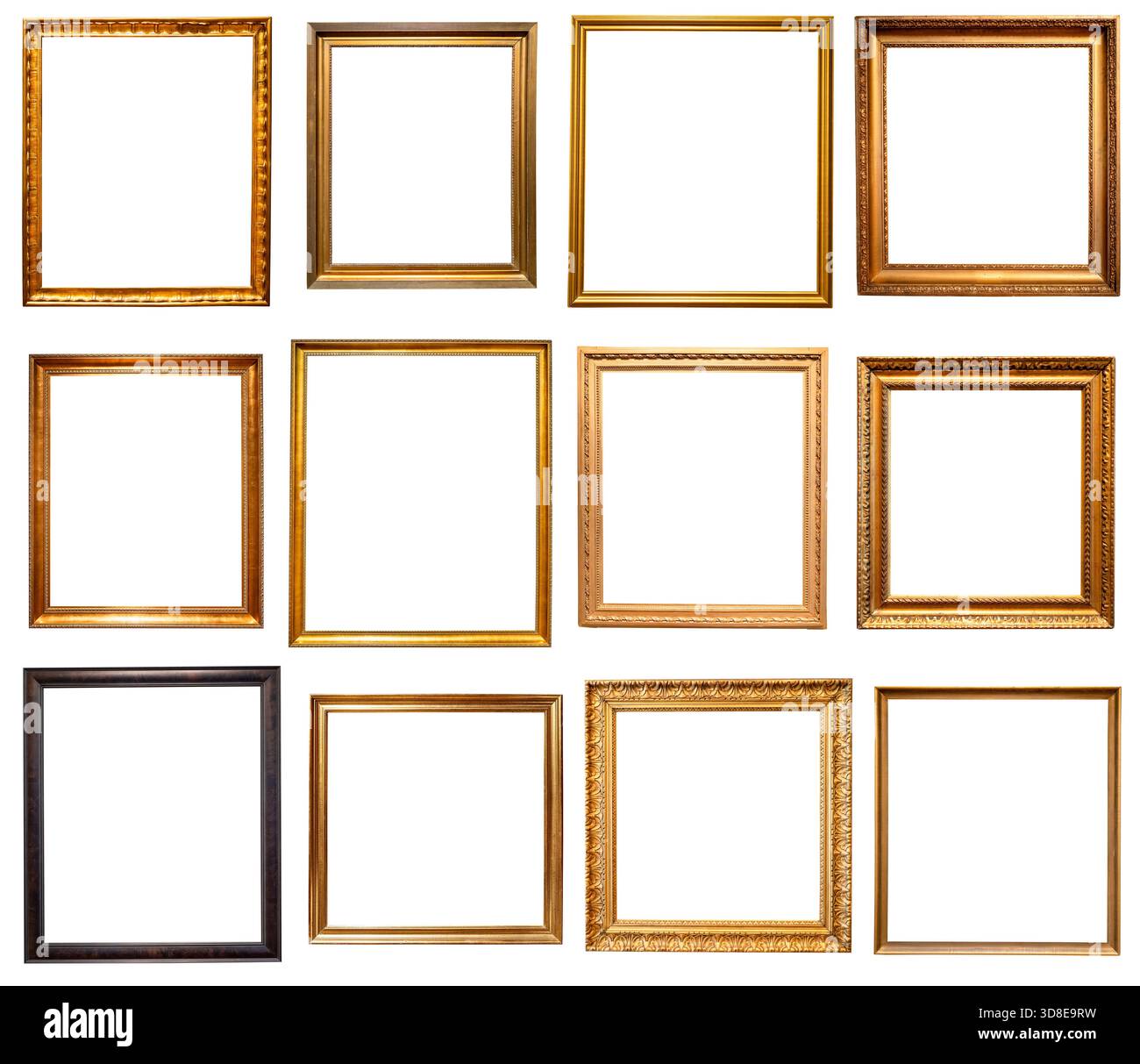 set di varie cornici quadrate a forma di pittogramma su sfondo bianco Foto Stock