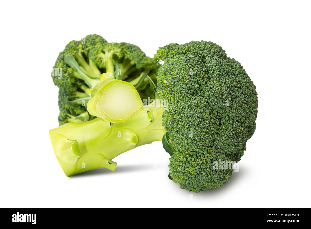 Questo broccoli fresco presenta un colore verde vivace e una consistenza sana e croccante, enfatizzando i suoi benefici nutrizionali. Foto Stock