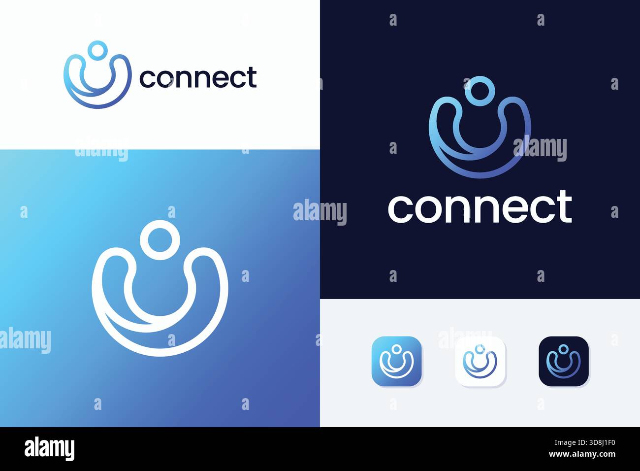 Icona di supporto Connect People Logo Sign Symbol People Network Communication Tech e software Business Illustrazione Vettoriale