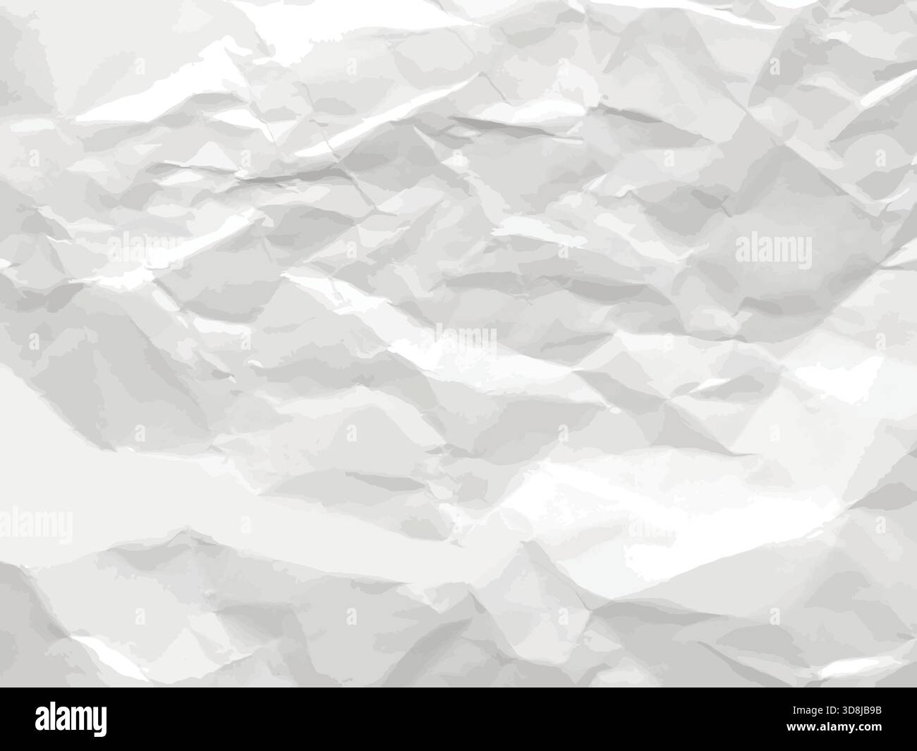 Foglio di carta arricciato. Sfondo carta. Modello di foglio con grinze vuoto. Effetto texture increspato e imperfetto, grafica vettoriale Illustrazione Vettoriale