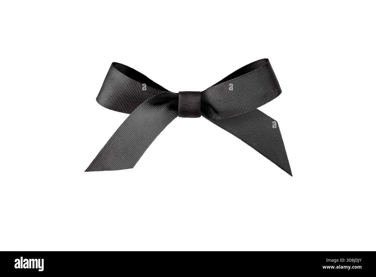 Elegante fiocco a nastro nero isolato su bianco. Perfetto per confezioni regalo, decorazioni, moda, packaging e progetti di design natalizio. Foto Stock