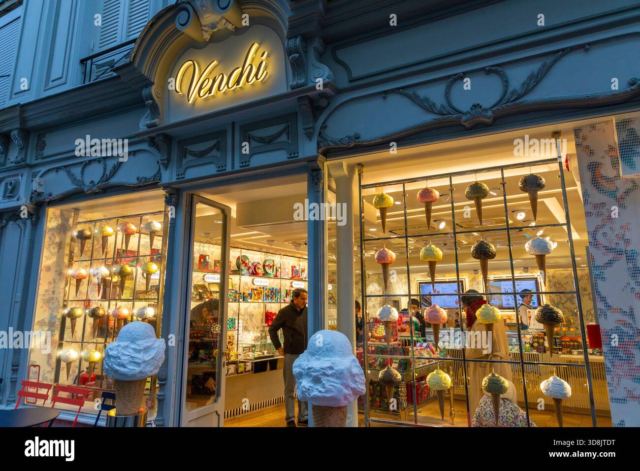 Francia, Ile-de-France, Parigi, vetrina gelateria, Venchy, thier, rue Tronchet, nono arrondissement Foto Stock
