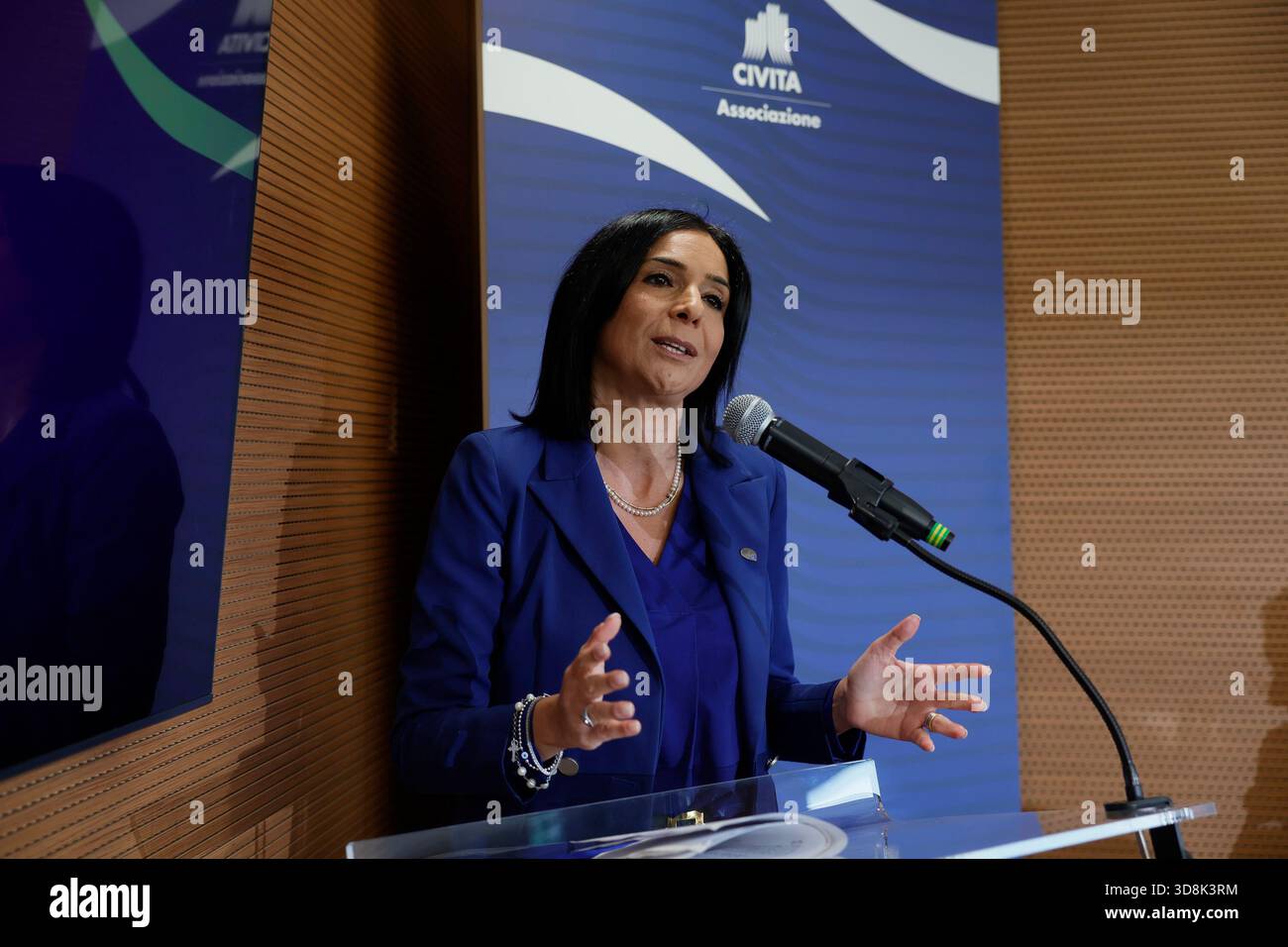 Roma, Italia. 1 dicembre 2025. Giusi Princi alla conferenza nella sede dell'associazione Civita sul rapporto Draghi 2024, innovazione e cultura opportunità dei fondi europei - Roma-Italia -Lunedì 01 dicembre 2025 - politica - (foto di Cecilia Fabiano/ crediti: LaPresse/Alamy Live News Foto Stock