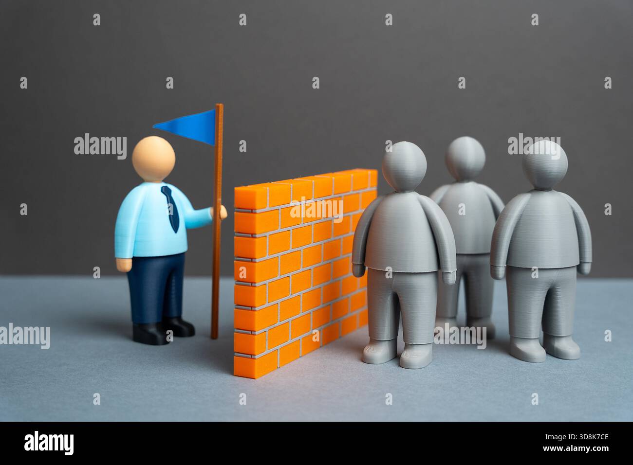 Il leader cerca di raggiungere le masse grigie della gente. Per reclutare persone con la sua idea. Riunire una squadra, abbattere la barriera dell'incomprensione. Sfide di comunicazione. Foto Stock