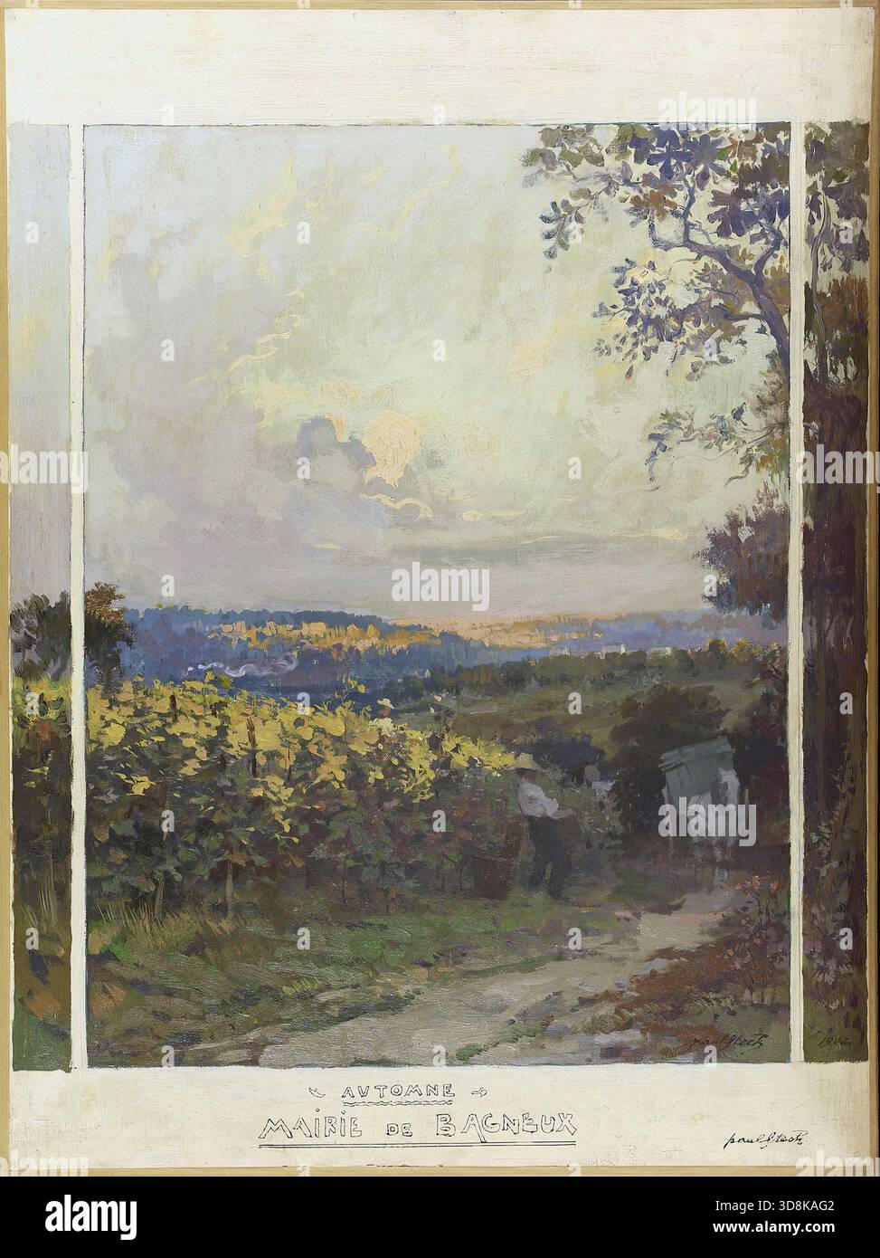 Paul Albert Steck - Esquisse Pour la Mairie De Bagneux - Paysage D'automne Foto Stock