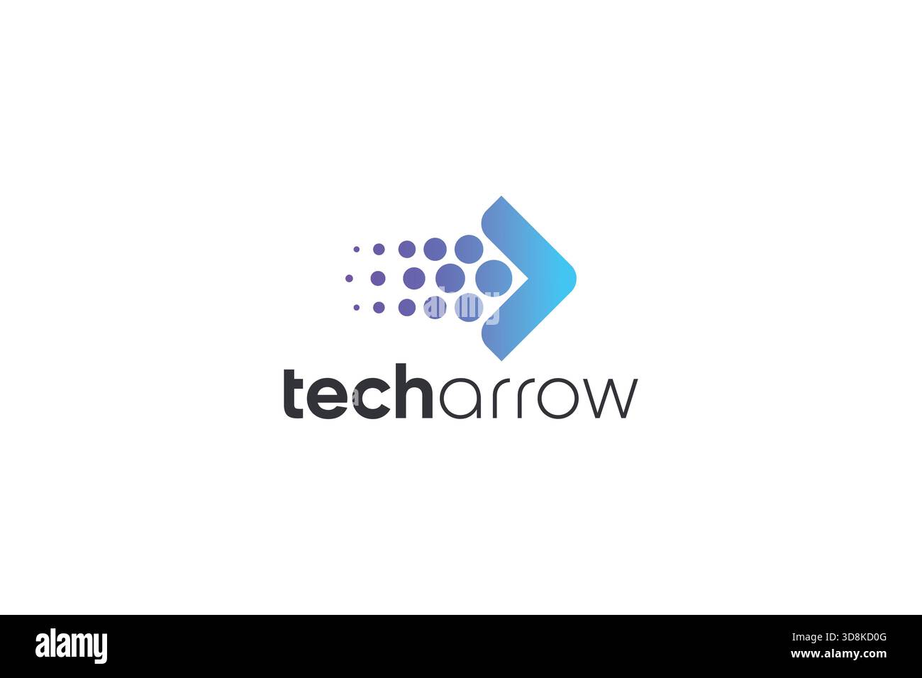 Logo con freccia tecnica minimale su sfondo bianco Illustrazione Vettoriale