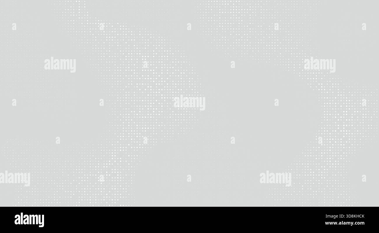 Sfondo grigio astratto con punti mezzitoni uniformi che formano forme d'onda curve Illustrazione Vettoriale