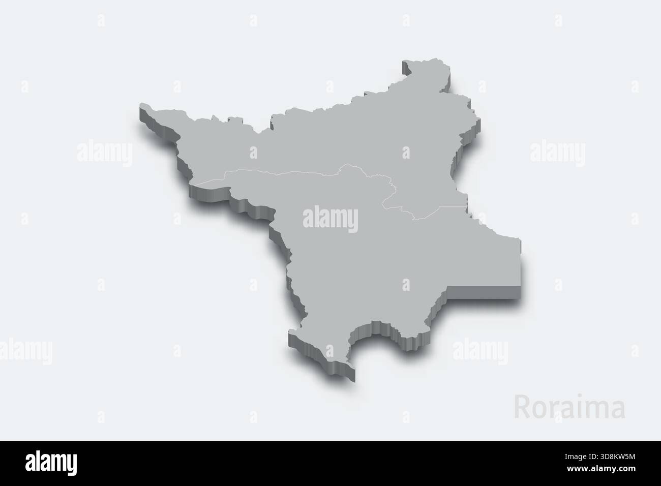 Mappa isometrica 3d Roraima con regioni di confine. Stato del Brasile Illustrazione Vettoriale