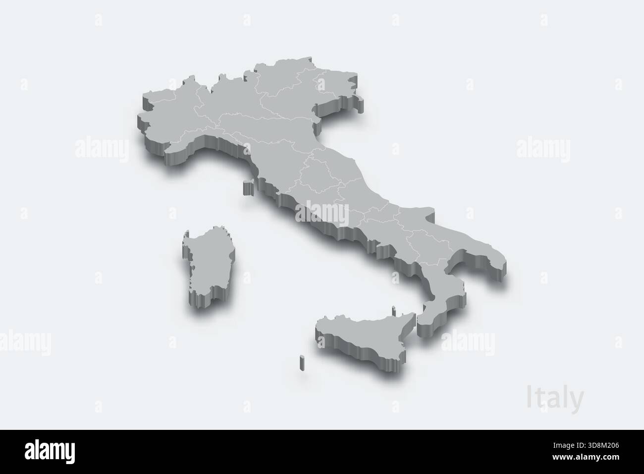 Italia mappa isometrica 3d con regioni di confine mappa isometrica 3d con regioni di confine Illustrazione Vettoriale
