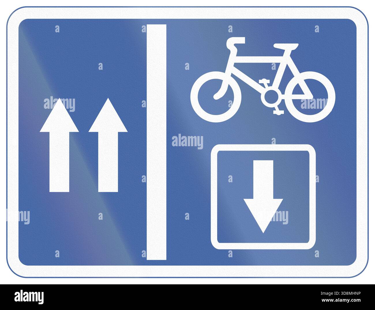 Segnale stradale utilizzato in India - corsia ciclabile Contra Flow. Foto Stock