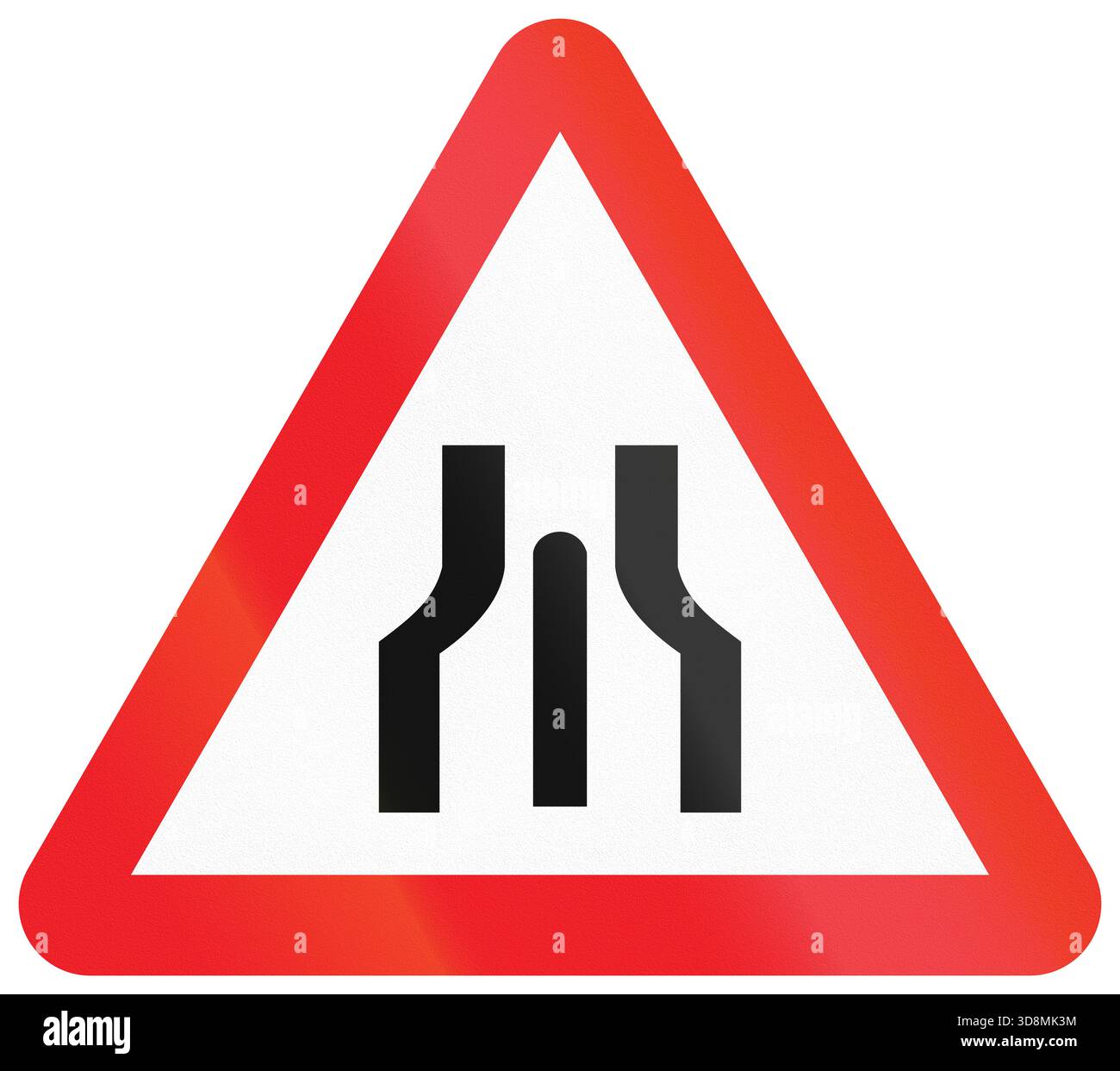 Segnale stradale utilizzato in India - fine della doppia carreggiata. Foto Stock