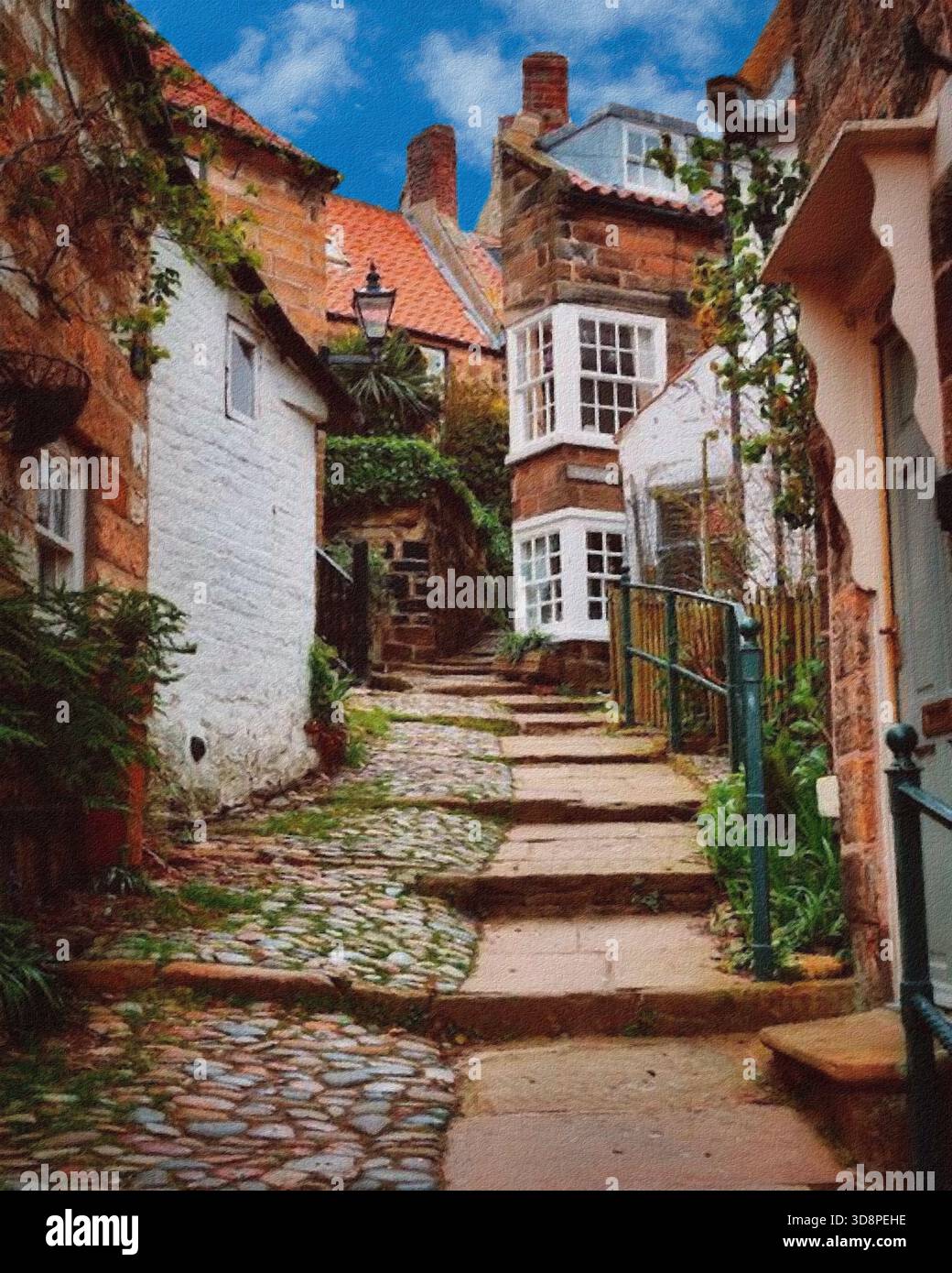 Peacock Row, Robin Hood's Bay, North Yorkshire, Inghilterra. Foto Stock