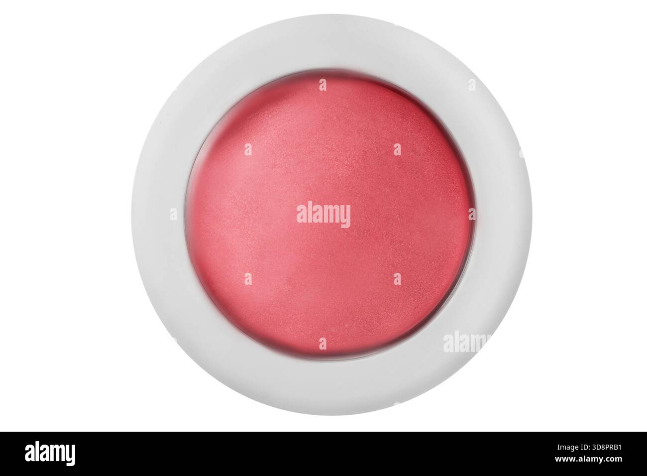 Scatola rotonda color rosa corallo isolata su sfondo bianco Foto Stock