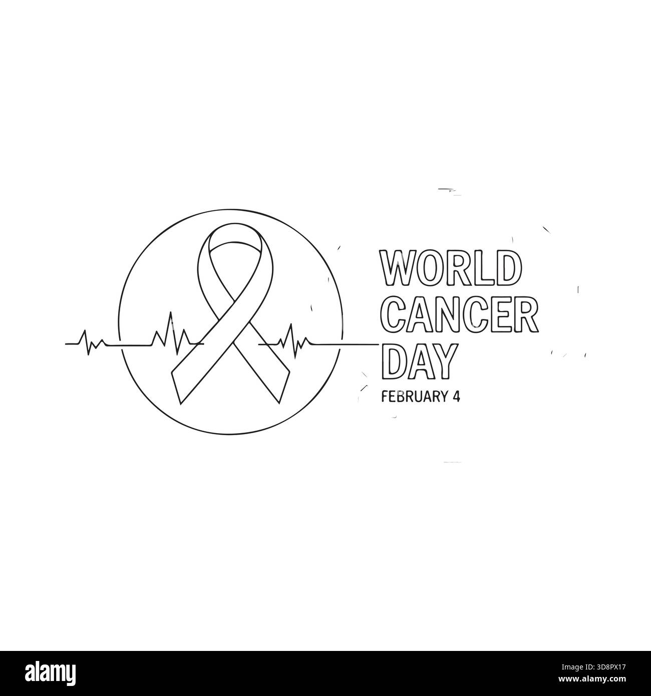 Giornata mondiale del cancro 4 febbraio simbolo del nastro di consapevolezza Illustrazione Vettoriale