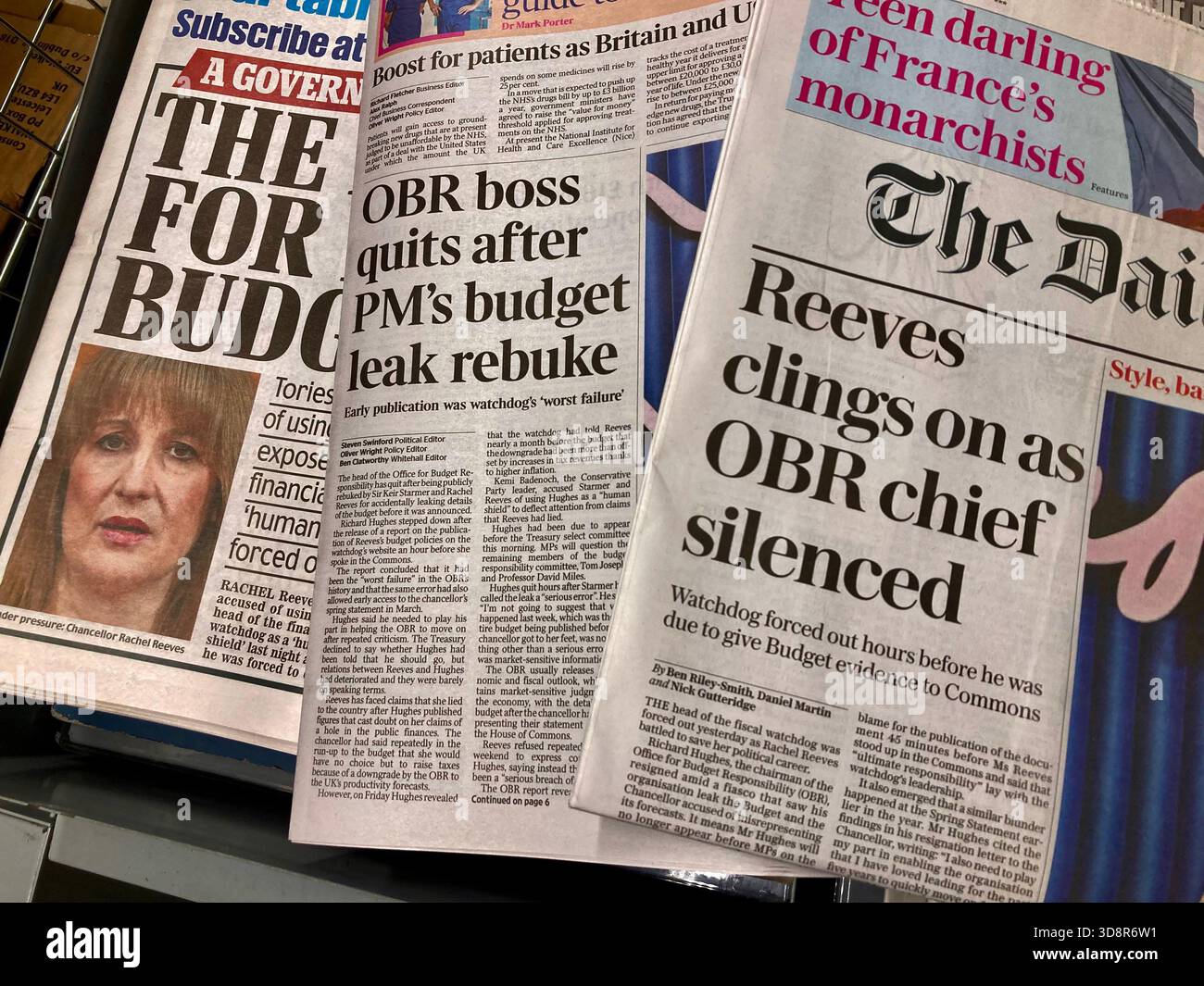 I giornali britannici si preoccupano che il presidente dell'OBR si ritiri dopo la pubblicazione anticipata del documento di bilancio Foto Stock