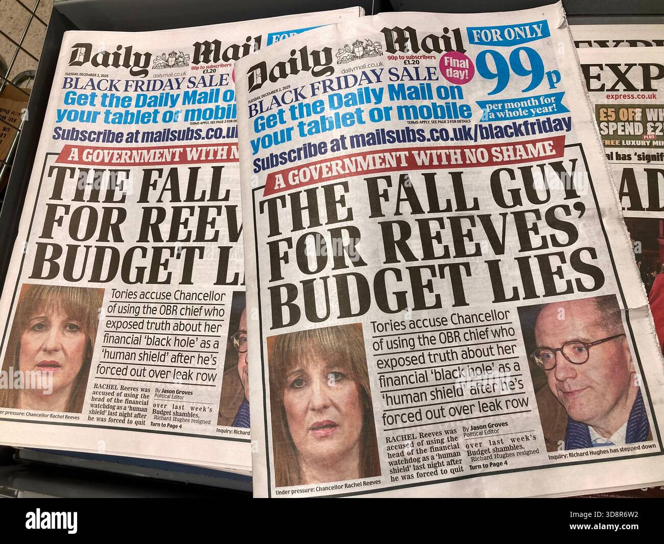 I giornali britannici si preoccupano che il presidente dell'OBR si ritiri dopo la pubblicazione anticipata del documento di bilancio Foto Stock