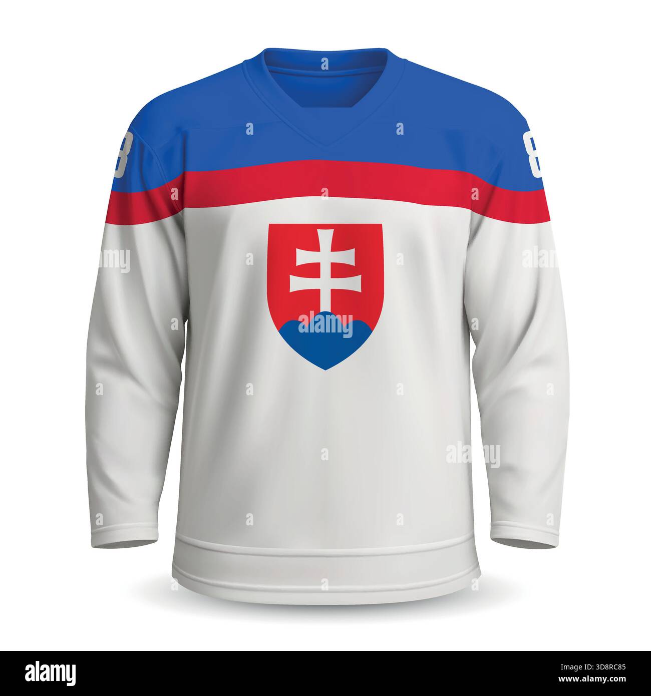 Maglia casalinga della nazionale slovacca di hockey su ghiaccio 2025 con emblema Illustrazione Vettoriale